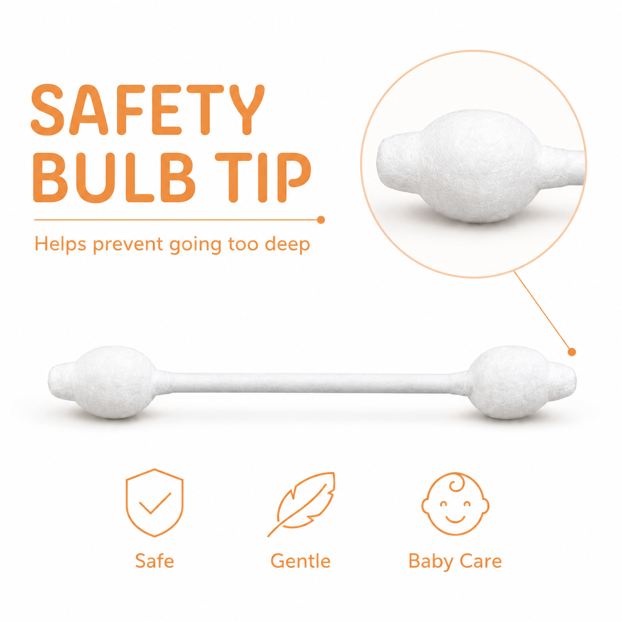 Baby Safety Bulb Tip Cotton Swabs with Flexible Paper Shaft for Gentle Baby Care - Wholesale OEM Ready
