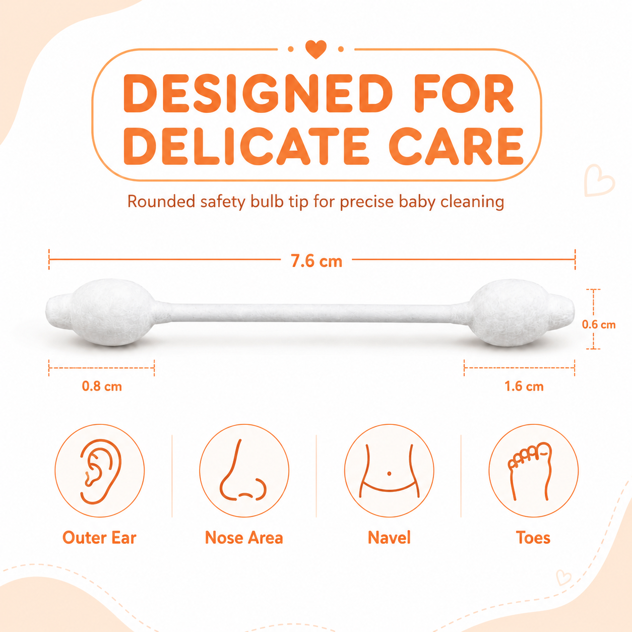 Baby Safety Bulb Tip Cotton Swabs with Flexible Paper Shaft for Gentle Baby Care - gauze head close-up for gentle cleaning